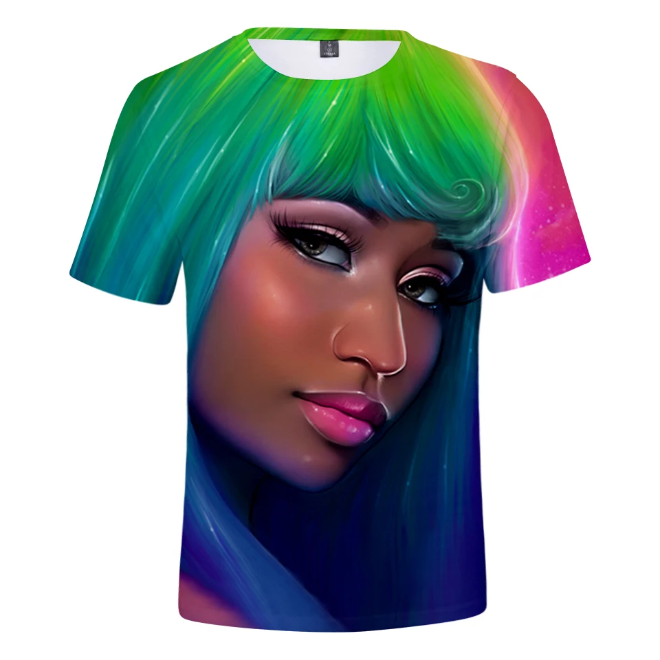 Модная летняя футболка с 3D принтом Nicki Minaj, женские и мужские топы с коротким рукавом, новая футболка с 3D принтом Nicki Minaj, повседневные крутые футболки для девочек