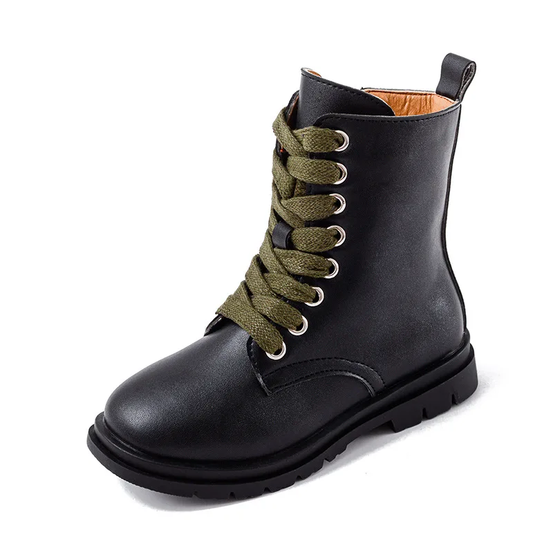 

High Quality Leather Martin Boots for Girl Fashion England Style Winter Mid-calf Boots Girls High Top Children Girl Shoes D08092
