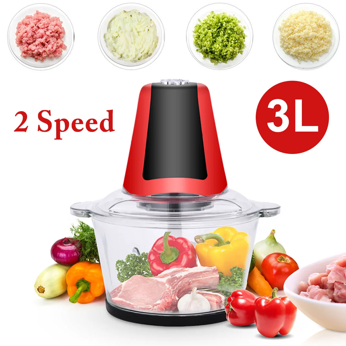 3L 220V Электрический измельчитель мощная Мясорубка Нержавеющая сталь