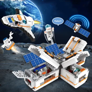 

732Pcs New Space Series Station Model Toys DIY Assembled Building Blocks Toys Gift For Children