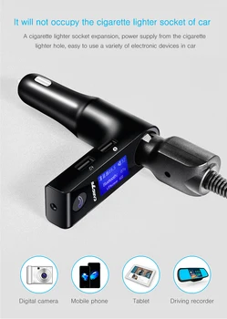 

Elistooop G7S Bluetooth Car Kit 4.1 FM Transmitter Dual USB Car Fast Charger Ciga Lighter Socket TF Card U Disk Play LCD Display
