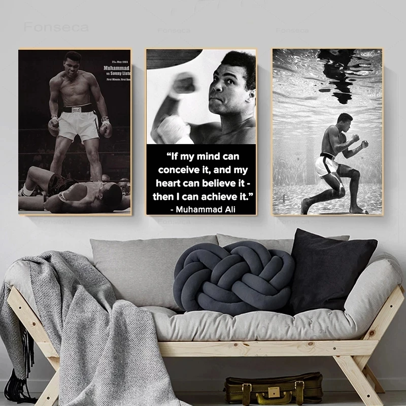 Muhammad Ali Motivational Quote Canvas Painting Boxing Posters and Prints Modern Wall Art Picture for Bedroom Home Decoration