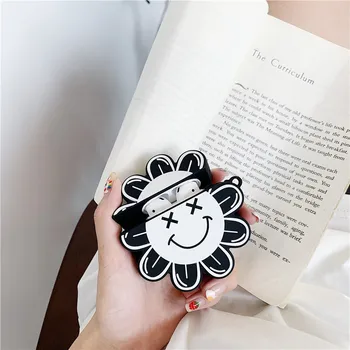 

For AirPods Case Luxury Sunflower Smile Face Cute Silicone Headset Cases Bluetooth Wireless Earphone Cover For Airpods 1 2 Cover