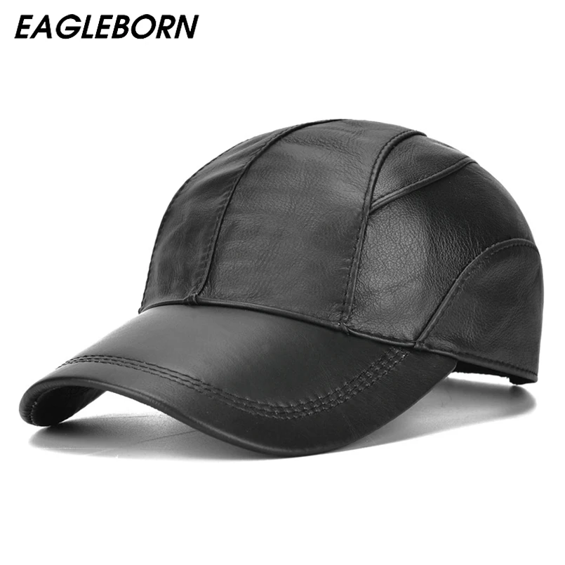 

New Winter Baseball Cap Cowhide Baseball Cap Dad Hat Leather Single-skin Thin Baseball Cap First Layer Cowhide Hat Men Caps