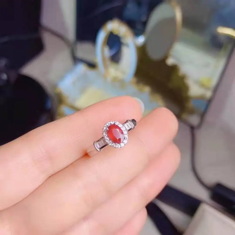 ring Натуральный рубин S925 Серебряное Кольцо Кулон ожерелье набор модные роскошные ювелирные изделия подходит для женщин Свадебные И Вечерние - Цвет камня: ring