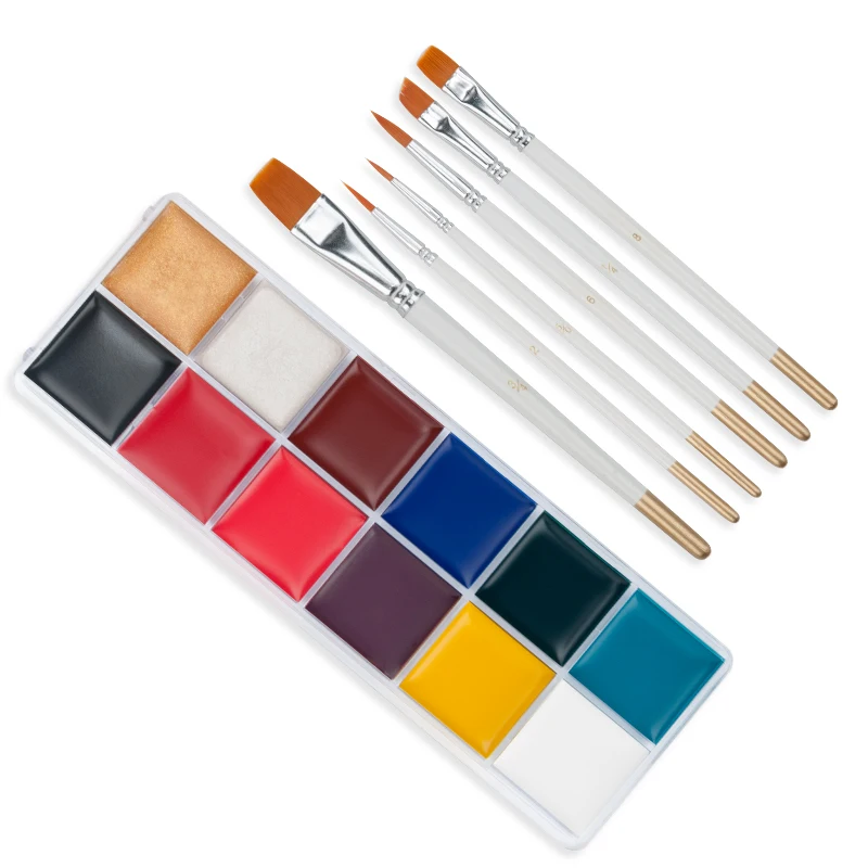 42g paint with brush VERONNI профессиональные Хэллоуин вечерние живопись для лица тела краска масляная тату краска ing Art Макияж Косметика краска для тела ing 12 цветов - Цвет: 42g paint with brush