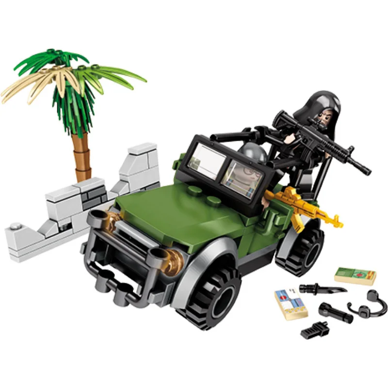  New 612pcs PUBG Island Three Layers Building Military Army WW2 Soldier Building Blocks SWAT City To