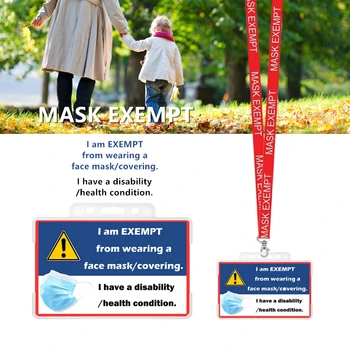 

Mask Exemption Card Indicate No Face Covering With Card Holder And Lanyard Durable Thickened Plastic Travel ID Card Storage Case