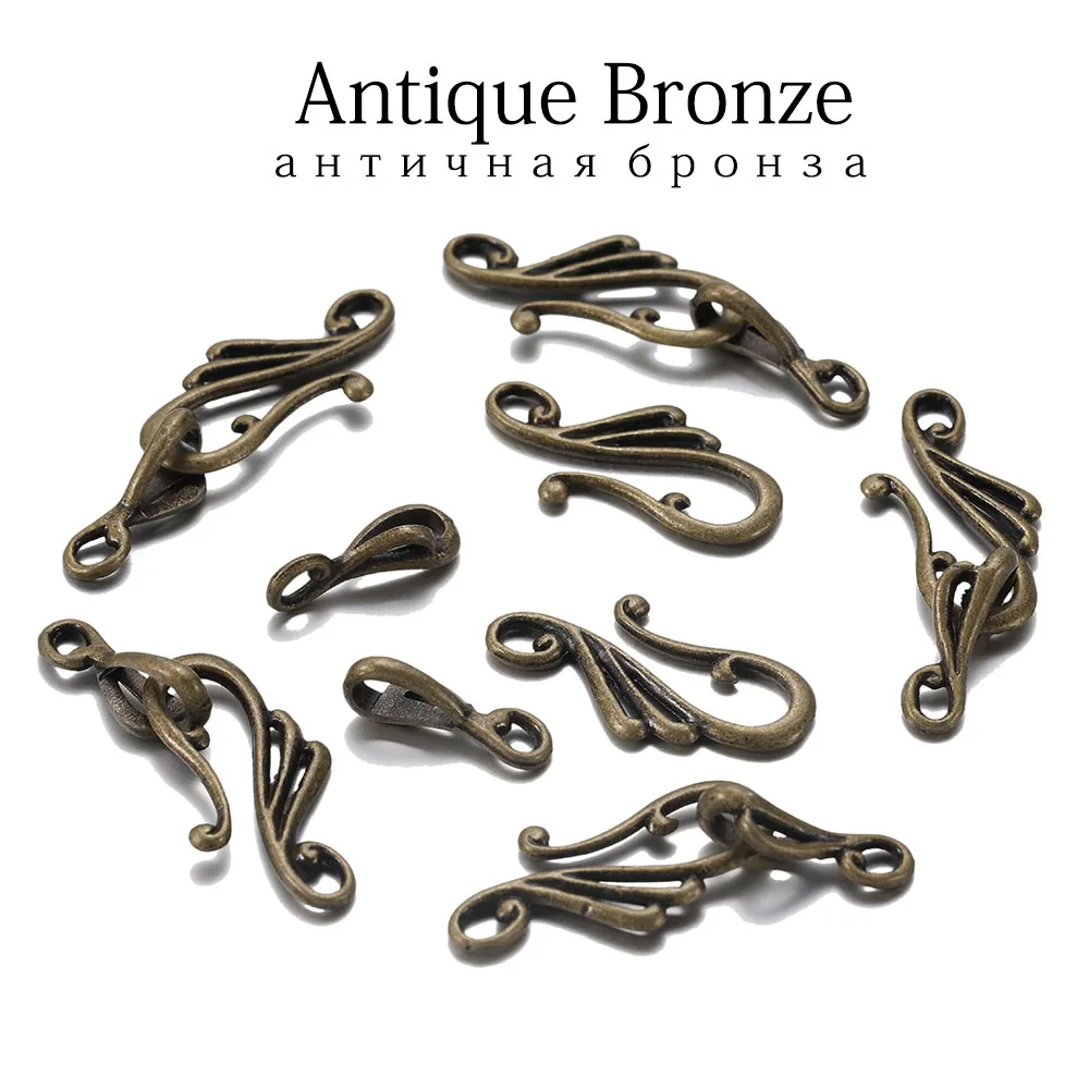 Antique Brass 10 шт. античная бронза, золото, музыкальная застежка в форме ноты из цинкового сплава, крючки для ожерелья, браслета, ювелирных изделий, сделай сам - Цвет: Antique Brass