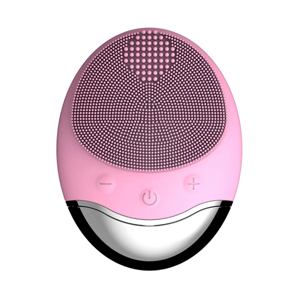 Pink Силиконовая щетка для чистки лица USB Базовая зарядка Глубокая чистка удаление остатков макияжа сухое и влажное электрическое очищающее средство для лица - Цвет: Pink