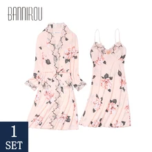 2 шт. женские халаты наборы хлопок вышитые цветочные сексуальные женские халаты ночные рубашки домашний костюм одежда для сна для женщин Новинка