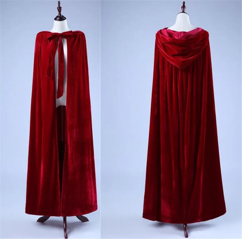 Бархатные свадебные куртки, ВИНТАЖНЫЕ пальто накидки, темно-красные женские длинные свадебные пальто, накидка, свадебные аксессуары в стиле ретро - Цвет: Shoulder to Hem 1.5m