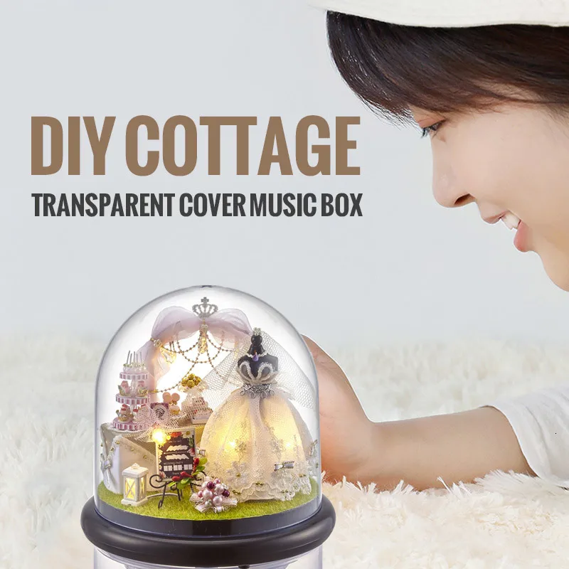 DIY Кукольный дом Миниатюрный Кукольный Дом DIY Дом свадебное платье с светодиодный стеклянная модель вспышка Сделай Сам образовательный красивый дом снов