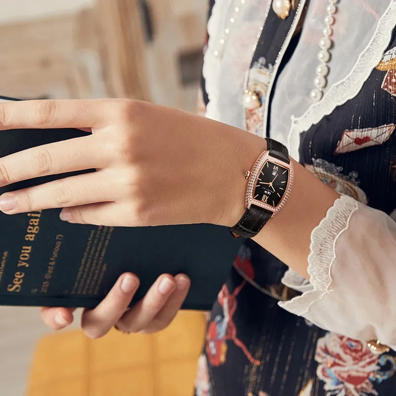 Switzerland Diamond Watch Women Luxury Brand I&W New Tonneau Quartz Watch for Women Sapphire Calendar Waterproof Reloj Mujer