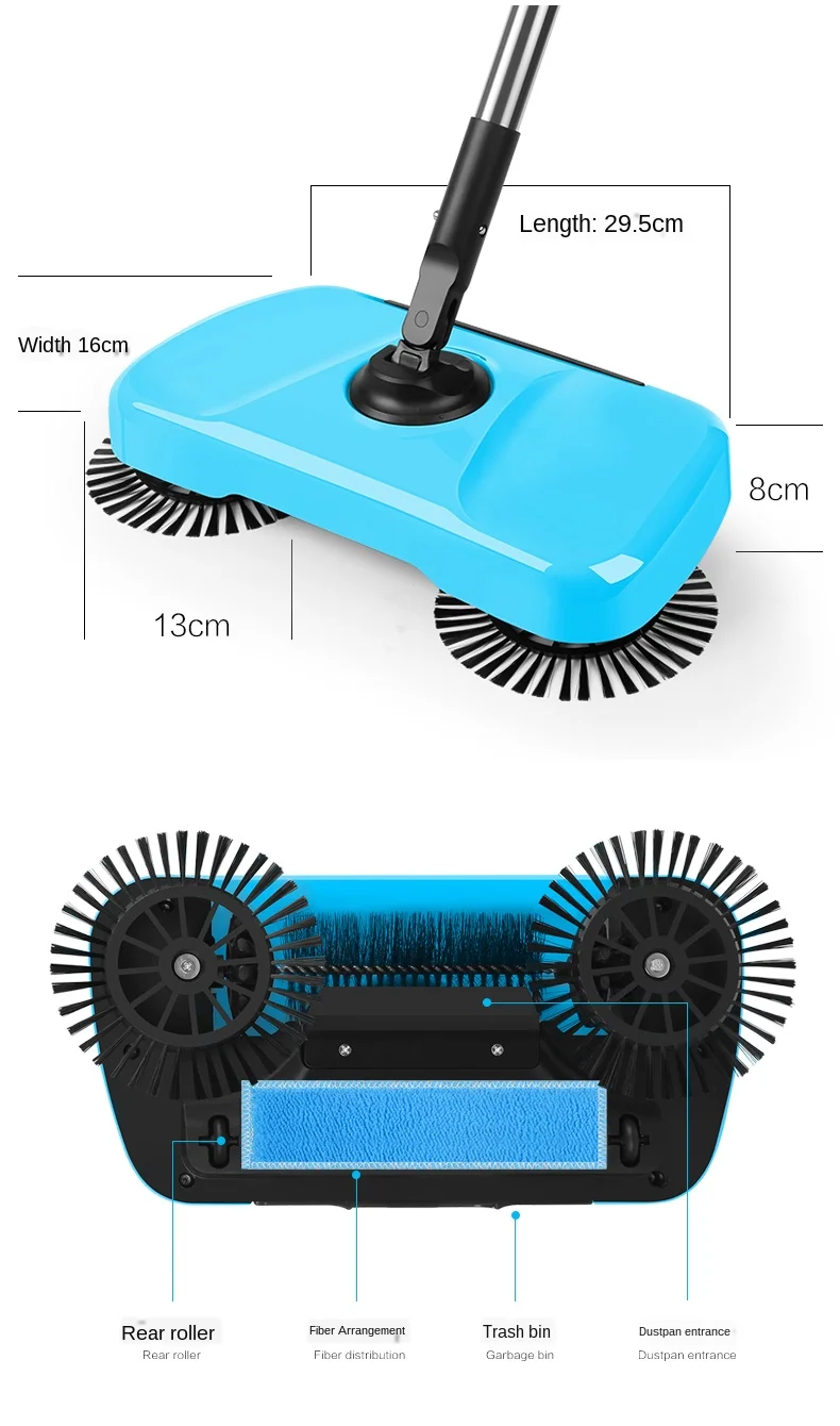 Dust-free Sweeping Machine Broom Garbage Shovel Combine Lazy Invention Push Broom Can Elderly Pregnant Women Use 2020 New E11366