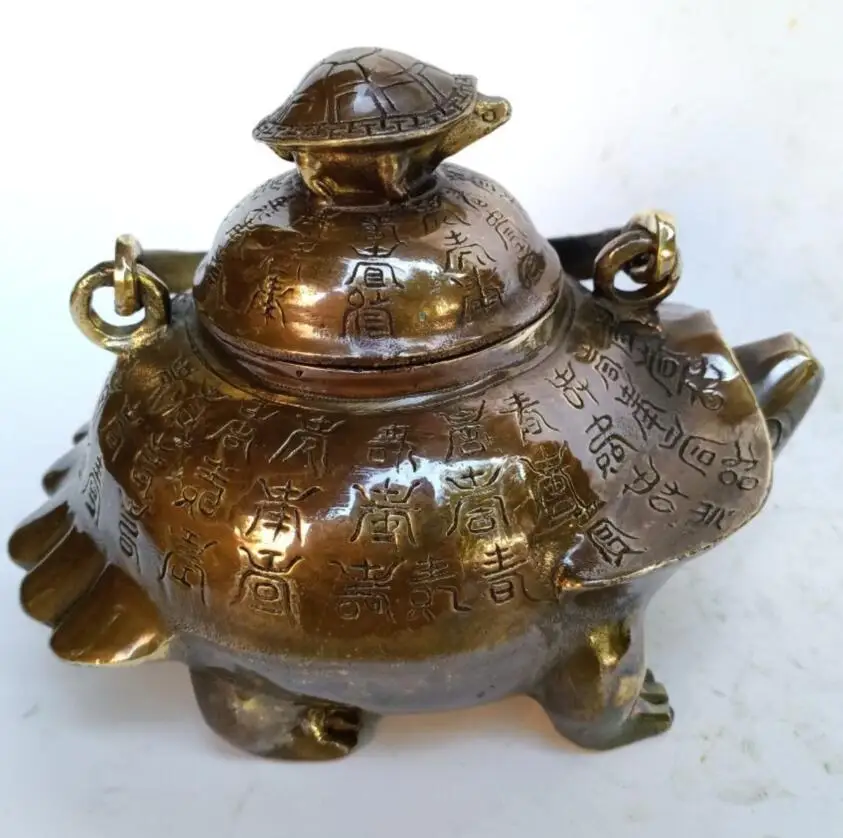 

China brass tortoise teapot crafts statue