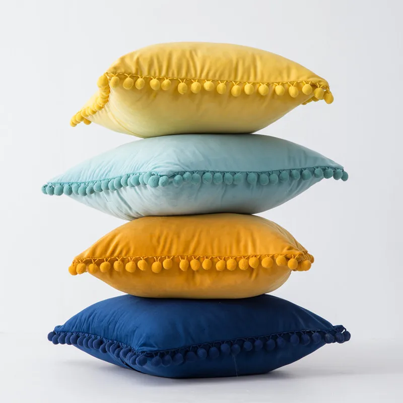 Inyahome Velvet Nordic Sofa Pillows Luxury Velvet Cushion For Living Room Car Decorative 45x45 30x50 Yellow Blue