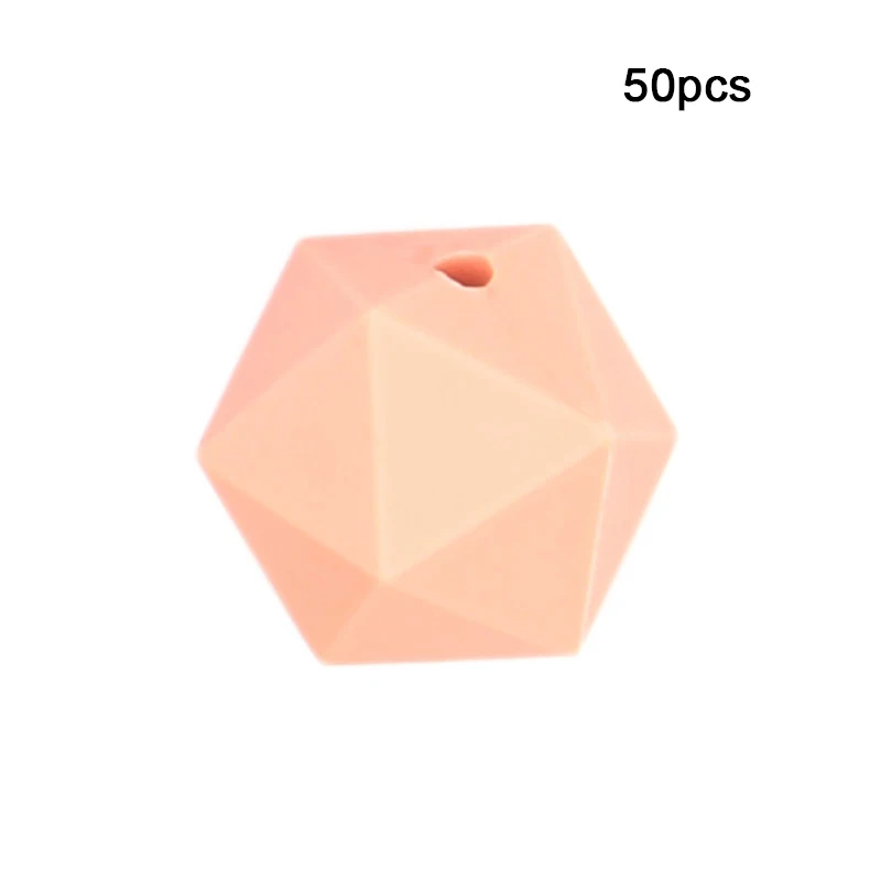 LOFCA 50 шт. Icosahedron силиконовые бусины без бисероплетения пищевого качества силиконовые бусины для прорезывания зубов для детских сосок цепочка Прорезыватель жевательная игрушка подарок - Цвет: Peach