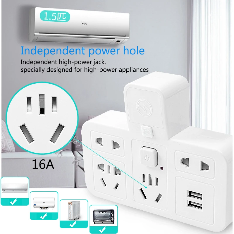 Economia de Energia Proteção contra Sobrecorrente Tomada de Extensão de Parede Tomada Inteligente Cronometrando Carga Rápida Usb 220v cn Plug Power Strip - Image 2