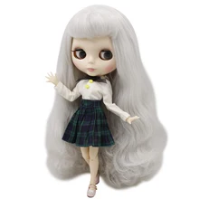 Fortune Days Nude Blyth кукла No.280BL1003 серые длинные волосы с челкой суставное тело белая кожа фабрика Blyth