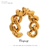 Yhpup Trendy Chain Opening Ring Stainless Steel Jewelry Statement Gold Metal Texture High Quality Finger Ring Anillos Mujer New ► Photo 1/6