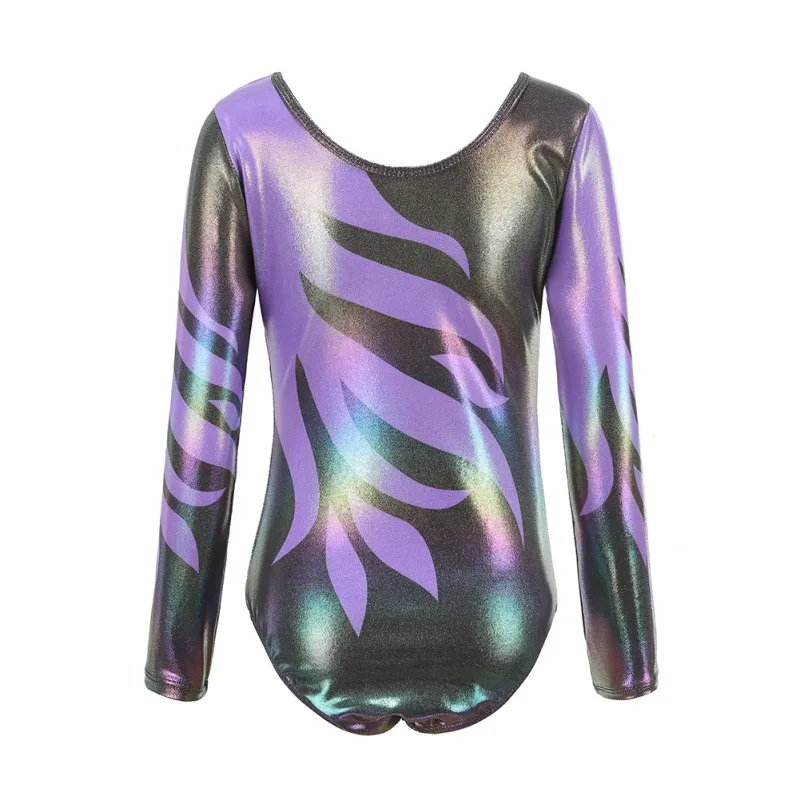 Children Girls Diamante Long Sleeve Ballet Practice Dance Wear Gymnastics Bright Color Body Suits Ballet Clothes