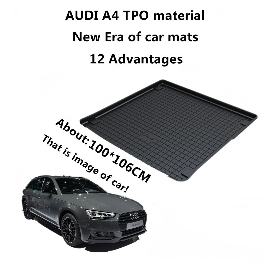 

SJ ALL Weather TPO Car Trunk Mats Tail Boot Cargo Liner Cover Rear Cargo Tray Protective Luggage Pad For AUDI A4 2009 2010 2011