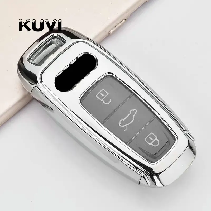 Серебристый PC+ TPU Чехлы для автомобильных ключей чехол для ключей для Audi A6 C8 A7 A8 чехол для ключей аксессуары для автомобиля - Название цвета: Серебристый