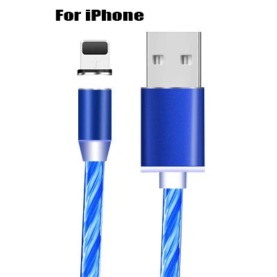 Светодиодный магнитный кабель Micro USB для быстрой зарядки, кабель usb type C для iphone 11 Pro Max, huawei P30 Pro, волшебный светильник, кабель для зарядки - Цвет: iPhone 10