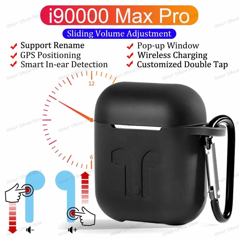 Беспроводные Bluetooth-наушники i90000 Max Pro TWS регулируемые громкость GPS
