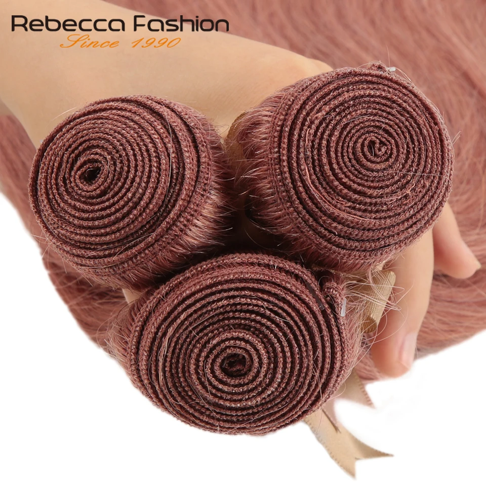 Ребекка S розовый светлые 8# волосы пряди бразильские прямые волосы Remy, Пряди человеческих волос для наращивания 10 до 26 дюймов 1/3/4 пряди