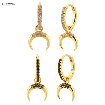 

Kikichicc 925 Sterling Silver Gold Moon Zircon CZ Drop Earring Women Rock Punk Fashion Jewelry For European Wedding Jewels