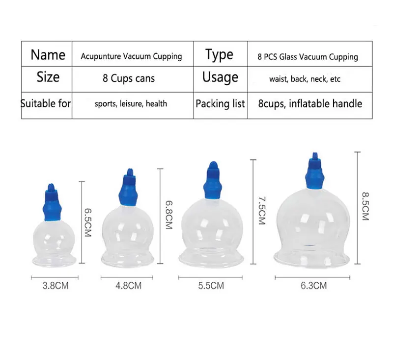 8 шт стеклянный вакуумный массажер для тела в виде банок ventosa всасывающие чашки и кувшин Acupunture вакуумные всасывающие банки для терапии Набор банок для массажа