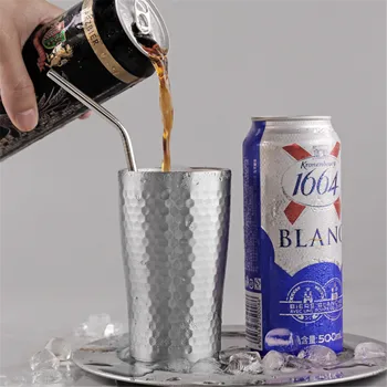 

Nordic Silver Metal Beer Cups 304 Stainless Steel Wine Cup Scandinavian Juice Coffee Milk Mugs 300ml 380ml