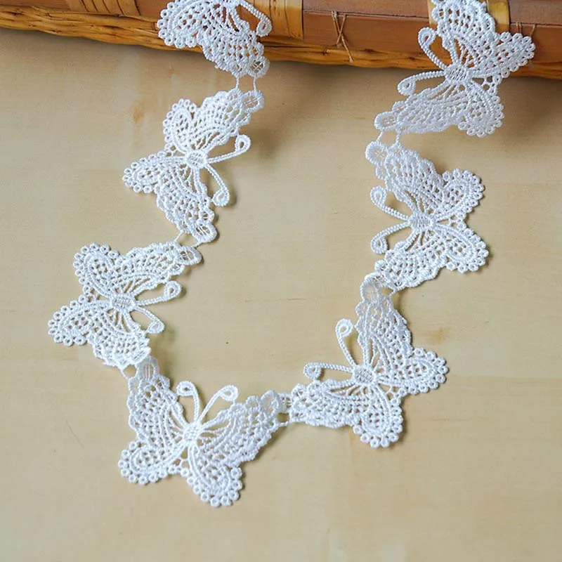 

20Yards Vintage White Butterfly Lace Edge Trim Embroidery Applique for Sewing Craft Accessories Supplies Scrapbooking 7cm Wide