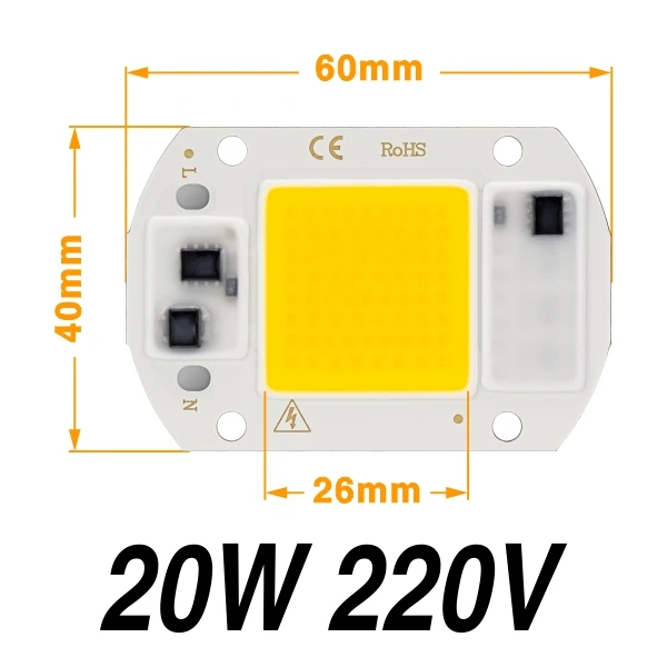 AC220V 5 шт./лот светодиодный шарик 50 Вт 30 Вт 20 Вт Холодный белый Теплый белый свет для выращивания COB чип высокой яркости для домашнего прожектора прожектор DIY - Цвет: 20W Cold White