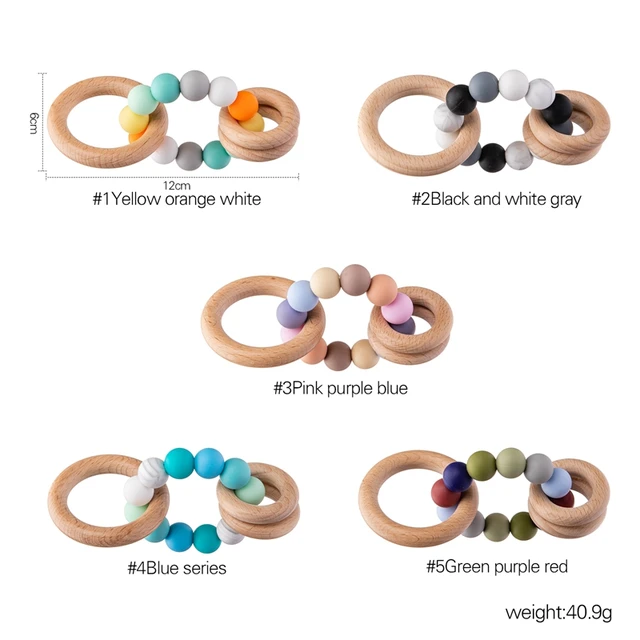 Baby Teether Bracelet Food Grade Silicone Beads Chews Toys Colorful Teething Ring Toy Montessori DIY Nursing Baby Bracelet Gift 4