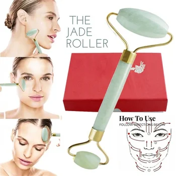 

Natural Facial Beauty Massage Tool Jade Roller Face Thin massager With Box