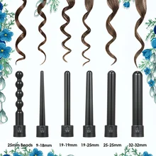 Набор щипцов для завивки волос 6 в 1, набор палочек для завивки волос, Ceremic Алюминиевые полосы с дисплеем температуры для завивки волос