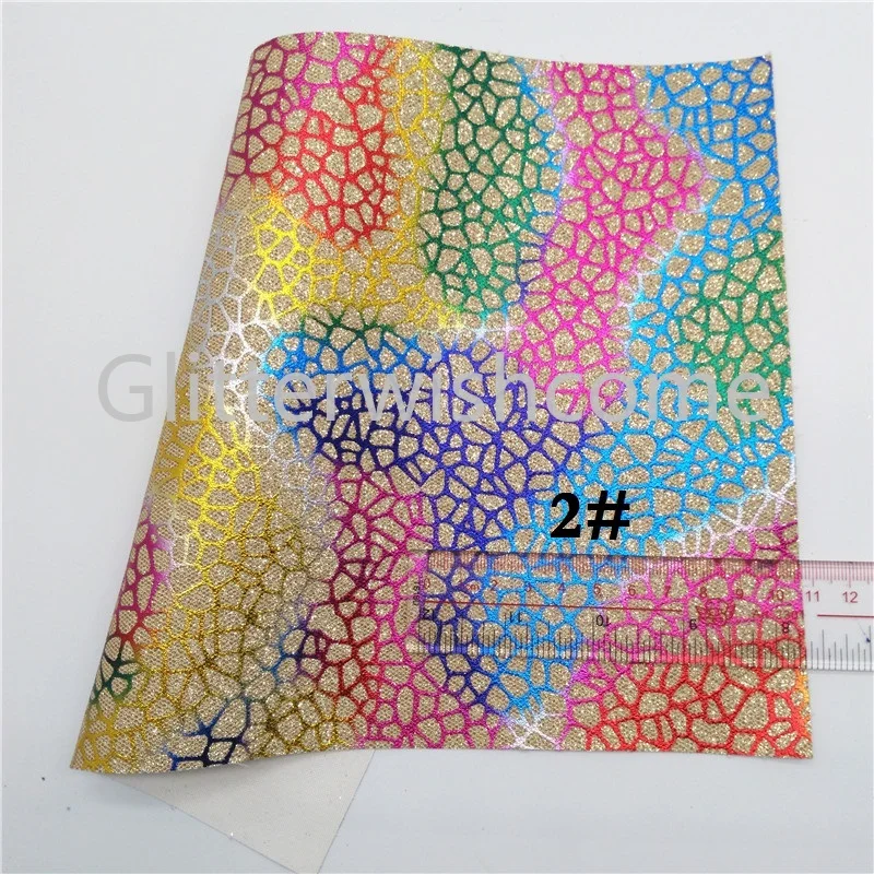 Glitterwishcome 21X29 см A4 Размер блестящая ткань, блеск с принтом кожа, искусственная кожа ткань винил для бантов, GM537A