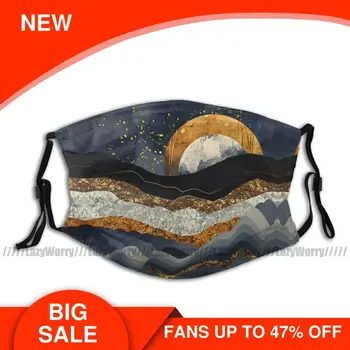 

Moon Mouth Face Mask Metallic Mountains Facial Mask Adult Beautiful with 2 Filters Polyester Mask