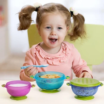 

3pcs/set Baby Bowl Set Children tableware feeding Training Bowl Tableware Set Suction Cup Learning Dishes Training Dinnerware