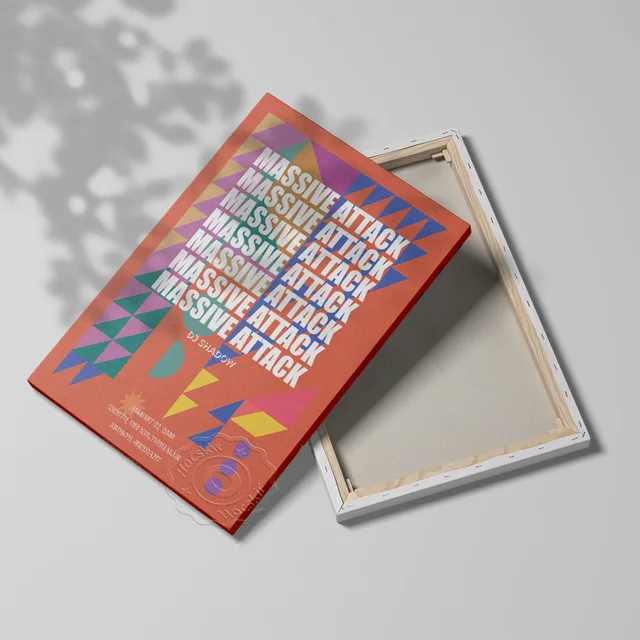 Hatalmas Támadási Koncert Plakát, Geometriai Mintázat Vászonfestés, Skandináv Vintage Művészeti Nappali Otthoni Dekoráció Fali Kép, Művészet - Image 3