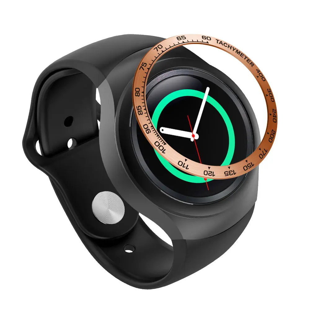 Для samsung gear S2 SM-R720 Нержавеющая сталь ободок кольцо металлический чехол крышка смарт часы замена аксессуары ремешок - Цвет ремешка: F2Rose gold