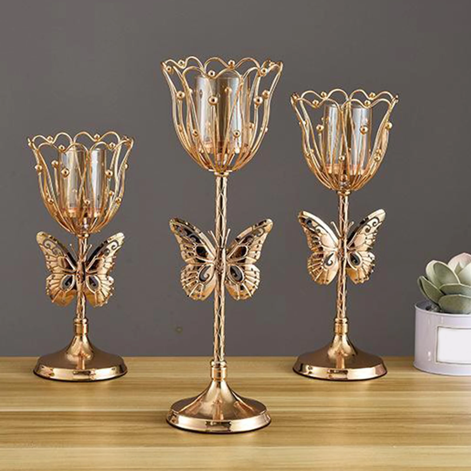 Wedding Gold Candle Holder Table Centerpieces Dinner Xmas Decor Candlestick