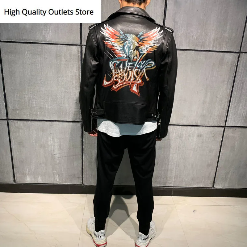 male leather jacket paint leather coat 