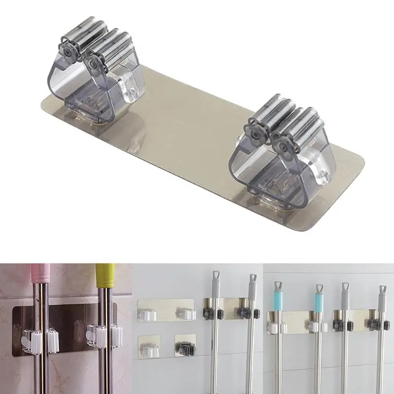 

2 Types Wall Mounted Mop Organizer Holder Hang Brush Broom Hanger Storage Rack Wall Housekeeper