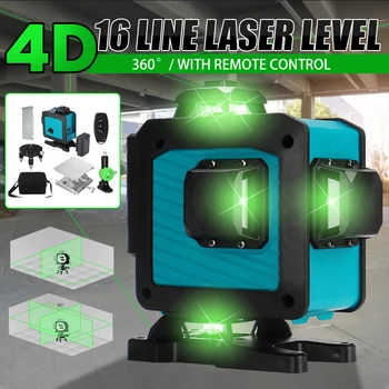 

16 Lines Laser Level 4D Self-Leveling 360 Horizontal And Vertical Cross Super Powerful Green Laser Beam Line Measurement Tools