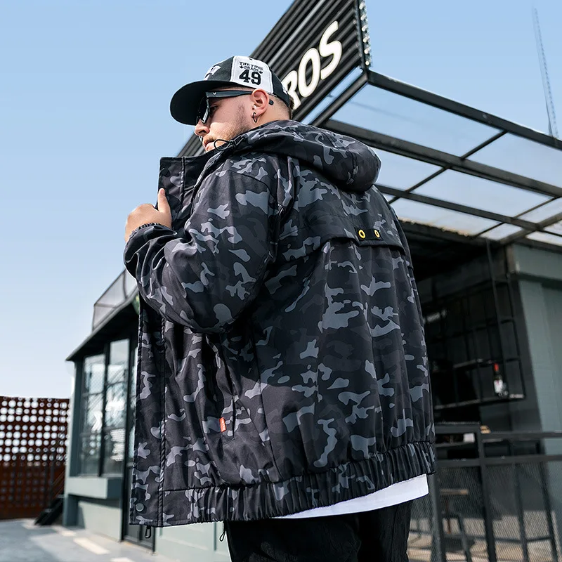 Camouflage Gersri оверсайз XL-7XL для мужчин s повседневное камуфляжное худи куртка мужская ветровка пальто Мужская Верхняя одежда куртка с капюшоном - Цвет: Camouflage