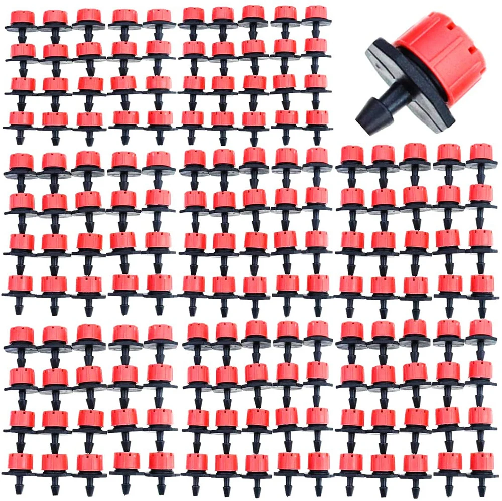 100-500Pcs 1/4Inch Adjustable Micro Drip Irrigation System Watering Sprinklers Anti-Clogging Emitter Dripper Red Garden Supplies